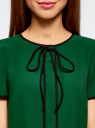 Блузка с коротким рукавом и контрастной отделкой oodji для женщины (зеленый), 11401254/42405/6E29B
