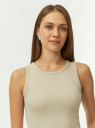 Кроп-топ в рубчик oodji для Женщины (бежевый) Кроп-топ в рубчик oodji для Женщины (бежевый), 14315015/50946/3300N