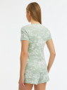 Пижама из хлопка с отделкой кружевом oodji для женщины (зеленый), 56002250/46737N/6012O