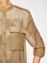 Блузка удлиненная из хлопка с шелком oodji для женщины (бежевый), 11411153/46626/3300N