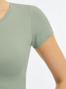 Футболка базовая с круглым вырезом oodji для Женщины (зеленый) Футболка базовая с круглым вырезом oodji для Женщины (зеленый), 14701005-25B/45297/6001N