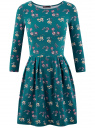 Платье трикотажное приталенное oodji для женщины (зеленый), 14011005-3/46148/6933F