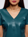 Платье из искусственной кожи с короткими рукавами oodji для женщины (зеленый), 18L03001/43578/6C00N