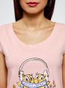 Пижама хлопковая с принтом oodji для Женщины (розовый), 56002196/47969/4041G
