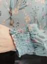 Блузка принтованная с оборками на рукавах oodji для Женщина (зеленый), 11400458/50837/6641F