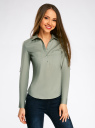 Рубашка базовая с нагрудными карманами oodji для женщины (зеленый), 11403222B/42468/6000N
