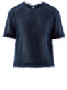 Блузка ворсистая с вырезом-капелькой на спине oodji для Женщина (синий), 14701049/46105/7902N