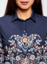 Блузка прямого силуэта с принтом oodji для женщины (синий), 21411112/46204/7933E