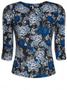 Блузка принтованная с рукавом 3/4 oodji для Женщины (синий), 24201012/26256/2975F