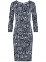 Платье трикотажное с вырезом-капелькой на спине oodji для женщины (синий), 24001070-5/15640/7910F