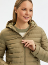 Куртка стеганая с капюшоном oodji для Женщина (зеленый), 18303016/50223/6602N
