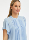 Блузка с короткими рукавами и плиссировкой oodji для женщины (синий), 11414012/35271/7001N