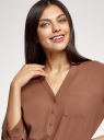 Блузка вискозная с рукавом-трансформером 3/4 oodji для женщины (коричневый), 11403189-3B/26346/3700N