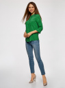 Блузка вискозная с регулировкой длины рукава oodji для женщины (зеленый), 11403225-3B/26346/6D00N