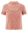 Блузка ажурная с коротким рукавом oodji для Женщины (розовый), 11401277/48132/4B00L