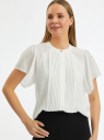 Блузка с короткими рукавами и плиссировкой oodji для женщины (белый), 11414012/35271/1200N