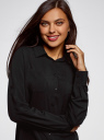 Блузка с нагрудными карманами и регулировкой длины рукава oodji для женщины (черный), 11400355-8B/48458/2900N