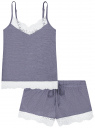 Пижама с шортами и кружевной отделкой oodji для женщины (синий), 56002204/46875/7512B