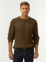 Джемпер фактурной вязки "в косичку" oodji для Мужчины (зеленый) Джемпер фактурной вязки "в косичку" oodji для Мужчины (зеленый), 4L107152M/35472/6800N