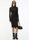 Платье трикотажное с воротником-стойкой oodji для Женщины (черный) Платье трикотажное с воротником-стойкой oodji для Женщины (черный), 14011035-2B/48037/2900N