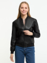 Куртка-бомбер из искусственной кожи oodji для женщины (черный), 18A03025/51243/2900N