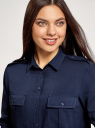 Блузка базовая из вискозы с нагрудными карманами oodji для женщины (синий), 11411127B/26346/7900N