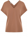 Блузка из струящейся ткани с коротким рукавом oodji для Женщины (коричневый), 11405149/48728/3700N