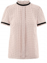 Блузка из струящейся ткани с контрастными отделками oodji для женщины (розовый), 11401272/36215/4029D