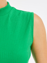 Топ в рубчик с воротником-стойкой oodji для женщины (зеленый), 18905005/51168/6A00N