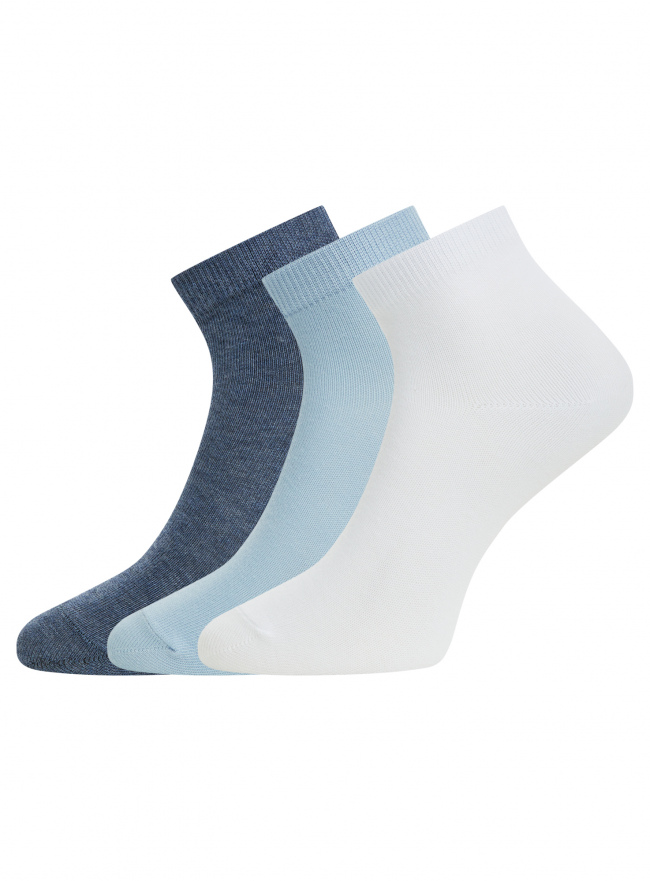 Комплект укороченных носков (3 пары) oodji для Женщины (разноцветный) Комплект укороченных носков (3 пары) oodji для Женщины (разноцветный), 57102418T3/47469/114