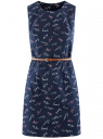 Платье приталенное без рукавов oodji для Женщины (синий), 12C00002B/14522/7941G