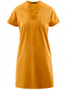 Платье из искусственной замши с завязками oodji для женщины (оранжевый), 18L00001/45778/5200N
