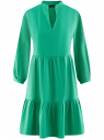 Платье ярусное из смесового льна oodji для Женщины (зеленый), 12C11012/16009/6D00N