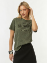 Футболка вареная с принтом oodji для Женщины (зеленый) Футболка вареная с принтом oodji для Женщины (зеленый), 14701117-39/47885N/6629P