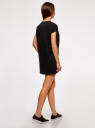 Платье прямого силуэта с отворотами на рукавах oodji для Женщины (черный), 14008020B/47999/2900N