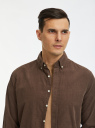 Рубашка из вельвета с длинным рукавом oodji для Мужчины (коричневый), 3L310203M/49391/3700N
