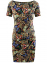 Платье трикотажное с вырезом-лодочкой oodji для женщины (разноцветный), 14007026-2B/42588/3775U