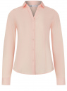 Рубашка базовая с V-образным вырезом oodji для женщины (розовый), 13K02001B/42083/4005N