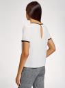 Блузка с коротким рукавом и контрастной отделкой oodji для женщины (белый), 11401254/42405/1229B