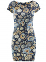 Платье трикотажное с цветочным принтом oodji для женщины (синий), 14001117-8/15640/7933F
