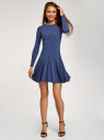 Платье трикотажное с расклешенной юбкой oodji для Женщина (синий), 14011015/46384/7975G