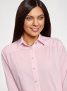 Рубашка свободного силуэта с декоративными бусинами oodji для Женщины (розовый), 13K11014/26468/4000N