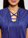 Платье из искусственной замши с завязками oodji для женщины (синий), 18L00001/45778/7500N