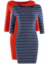 Комплект из двух платьев облегающего силуэта oodji для Женщины (разноцветный), 14001071T2/46148/4579N