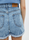 Шорты джинсовые mom fit с отворотами oodji для Женщины (синий), 12807092-2/50815/7000W