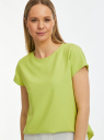 Блузка прямого силуэта с коротким рукавом oodji для женщины (зеленый), 11411138-4B/51191/6A00N