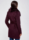 Пальто с поясом и отделкой из искусственного меха oodji для Женщина (красный), 10104030-2/45749/4900N