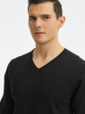 Пуловер базовый с V-образным вырезом oodji для мужчины (черный), 4B212007M-1/34390N/2900N