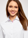 Рубашка хлопковая прямого силуэта oodji для Женщины (белый), 11403204/36217/1000N
