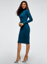 Платье трикотажное с воротником-стойкой oodji для женщины (синий), 14011035-2B/48037/7901N